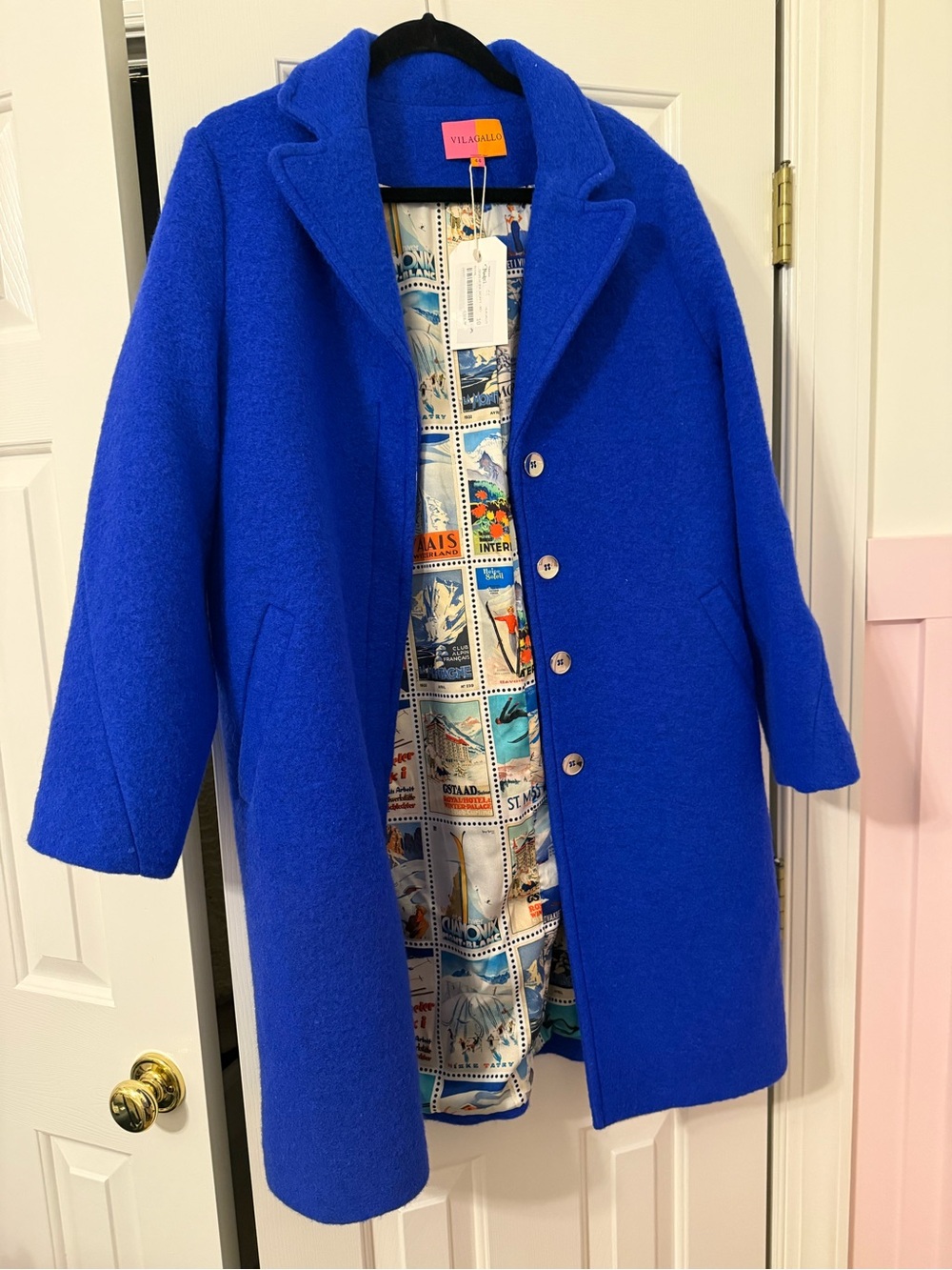 Vilagallo Bold Royal Blue Wool-Blend Pea Coat